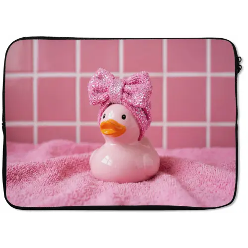 Badeend -Strik - Roze laptophoes neopreen klein -zkaufland3dotto