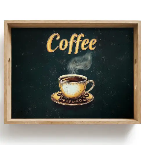 Koffie - Schotel - Koffiebonen - Retro Dienblad Rechthoek middel -z3d_shopping