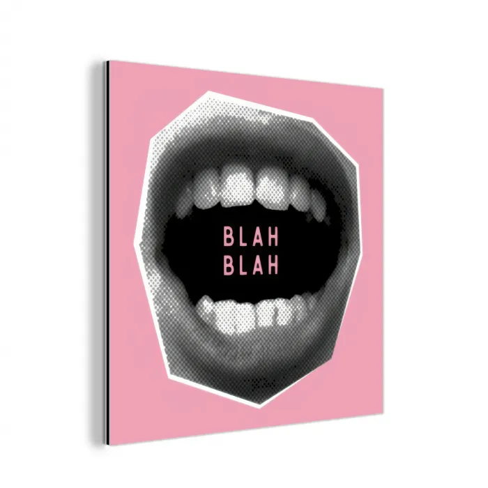 Mond - BLAH BLAH - Roze aluminium wit klein -3d