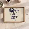 Minimalistisch - Lijnillustratie - Beige - Donkerblauw Dienblad Rechthoek middel -USP_Formaat