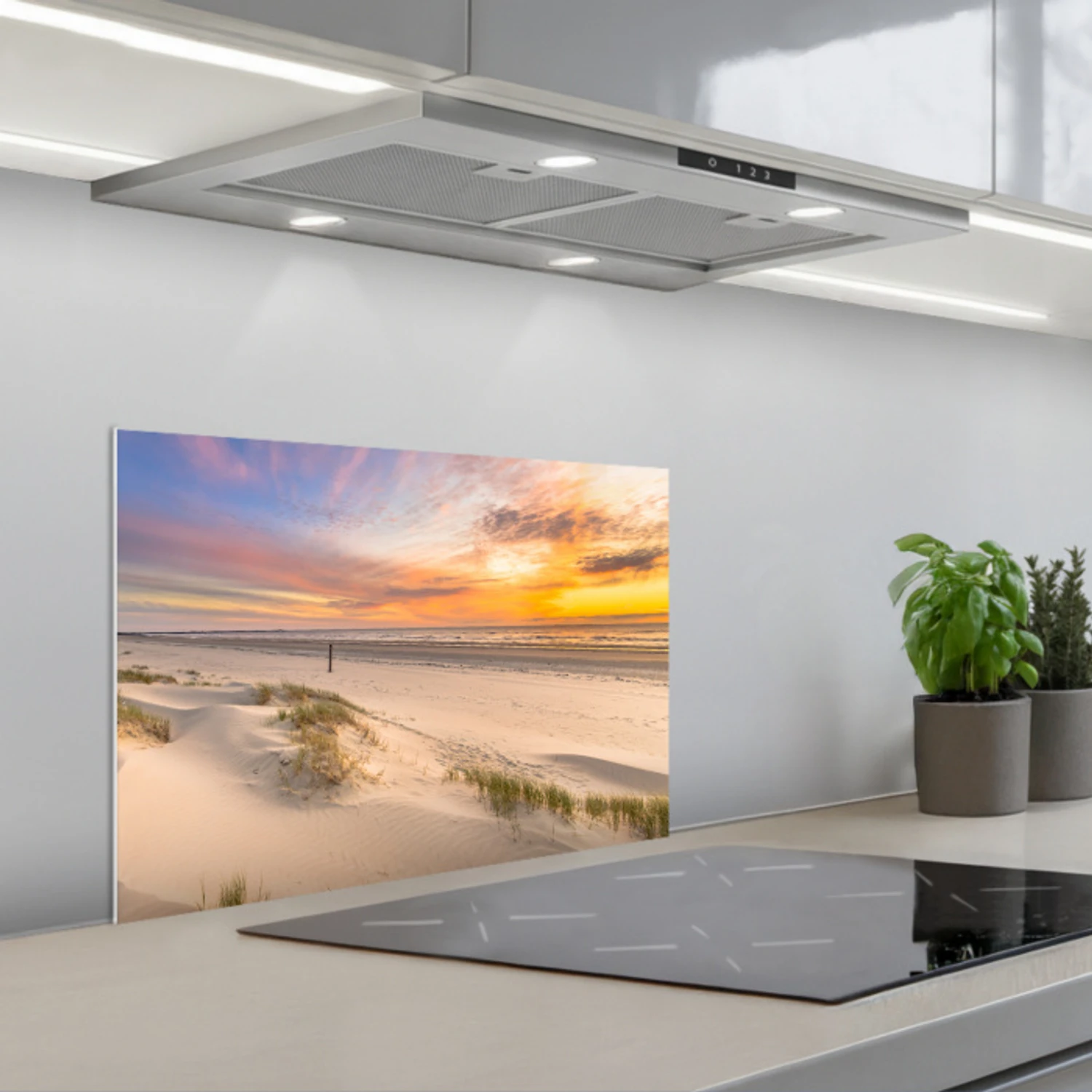 Avondgloed over Duin en Zee keuken achterwand spatscherm klein -3d_schuin