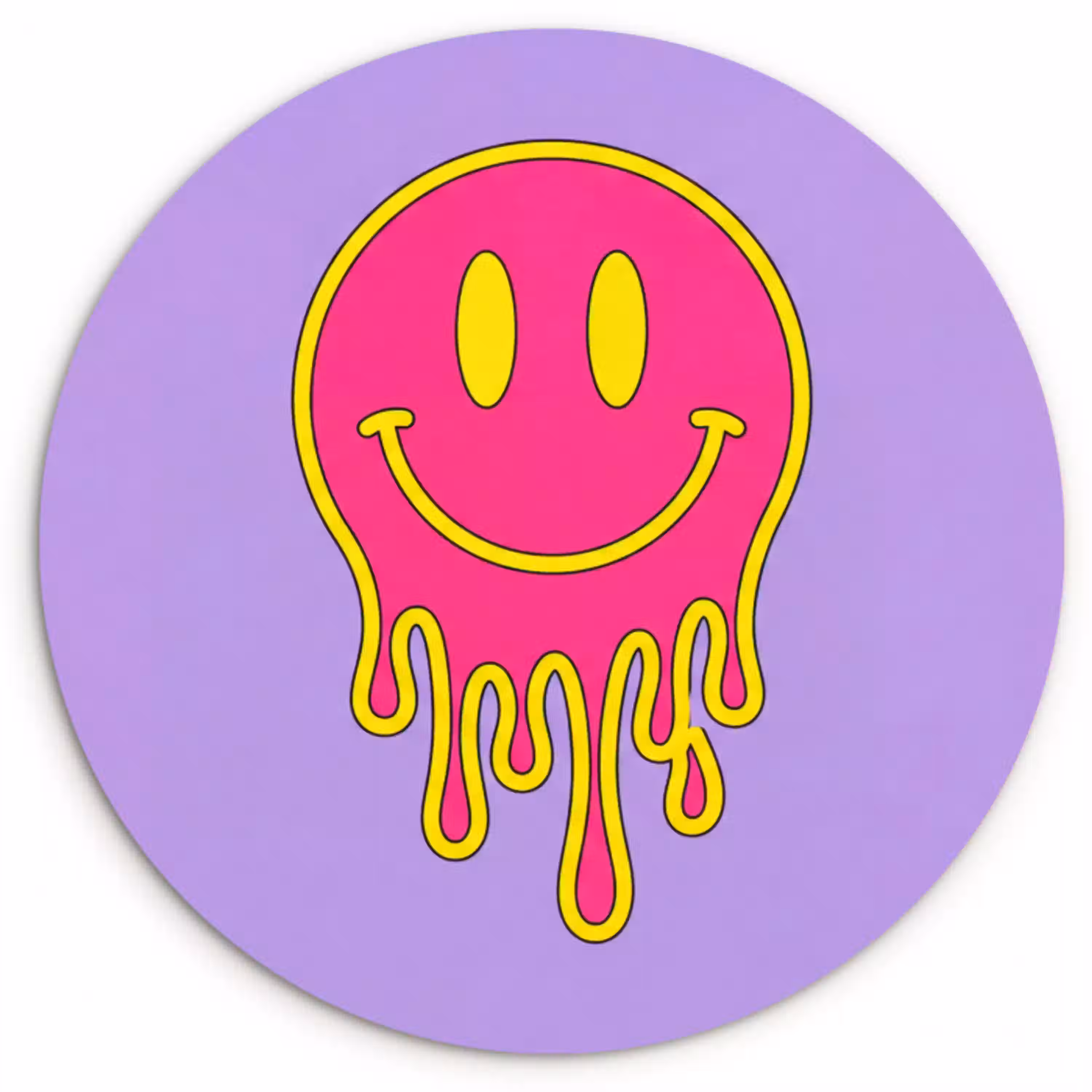 Smiley - Drip - Neon Wandcirkel kunststof plaat 5mm dik klein -3d