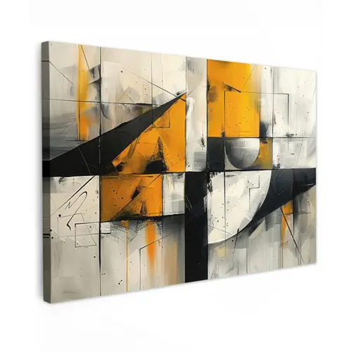 Geel - Abstract - Modern - Vormen canvas 2cm klein -z3d