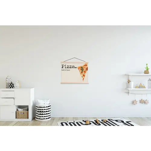 Pizza - Kaas - Pepperoni textielposter latten blank klein -kinderkamer
