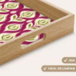Retro - Floraal - Paars Dienblad Rechthoek middel 911 -USP_HandgreepES