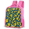 Smiley - Blauw - Geel Kinderrugzak - Roze middel -schuin