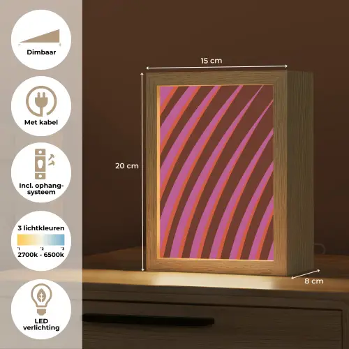 Lijnen - Rood - Beweging Light Box met kabel (Tafellamp) klein -USP_NL