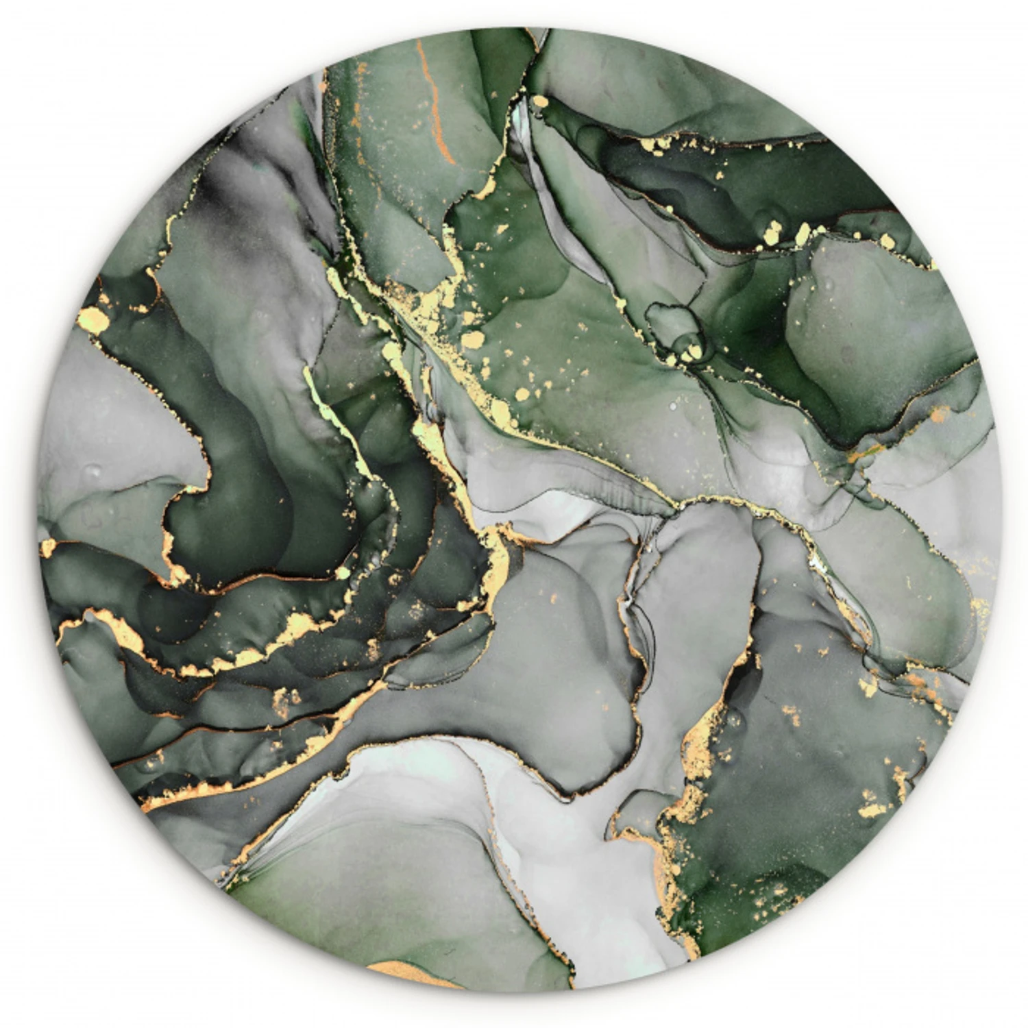 Luxe - Marmer - Groen Wandcirkel kunststof plaat 5mm dik klein -3d