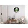 Doorkijk - Landschap - Bloemen - Pad - Uitzicht Wandcirkel aluminium klein -woonkamer