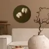 Takken - Katoen - Wit - Bollen Wandcirkel plexiglas klein -sfeer1