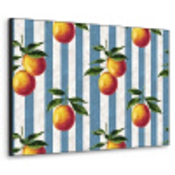 Strepen - Citroen - Blauw Textielframe zwart klein 947 -3d