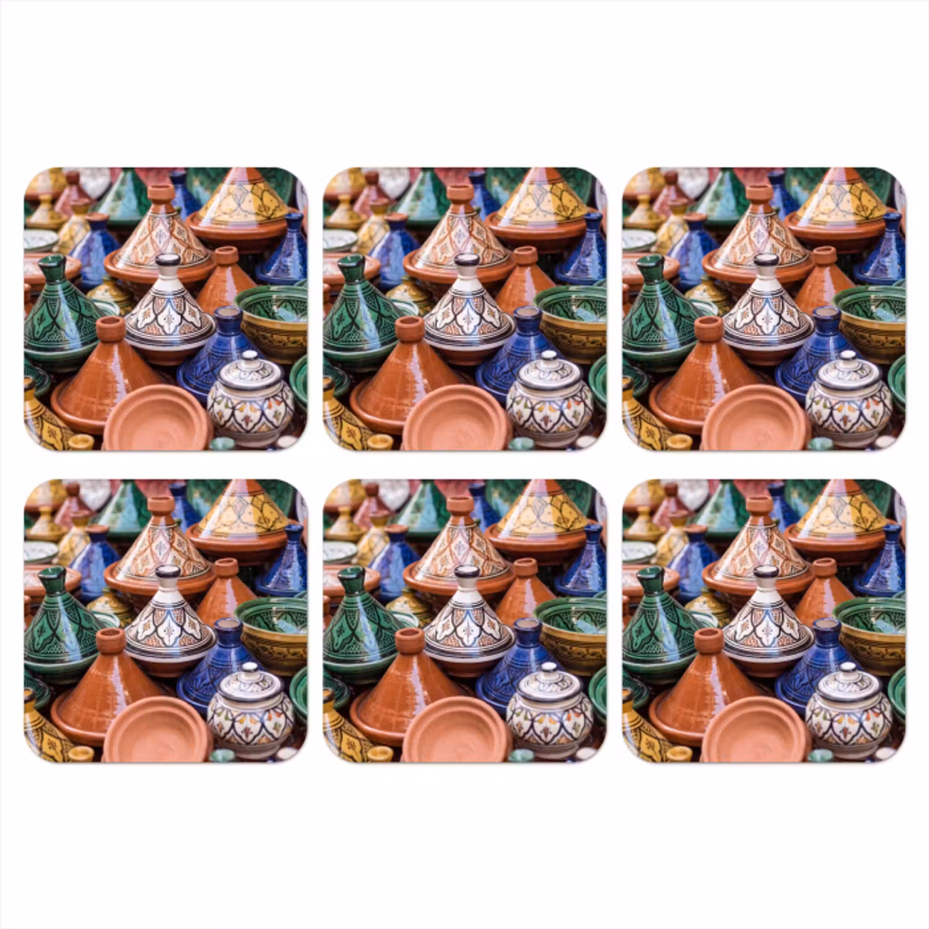 Aardewerk - Kleurrijk - Patroon onderzetter kurk middel -3d
