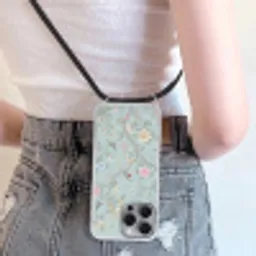 Vogel - Bloemen - Kleurrijk Hoesje iPhone 16 Pro Max met koord klein -sfeer5