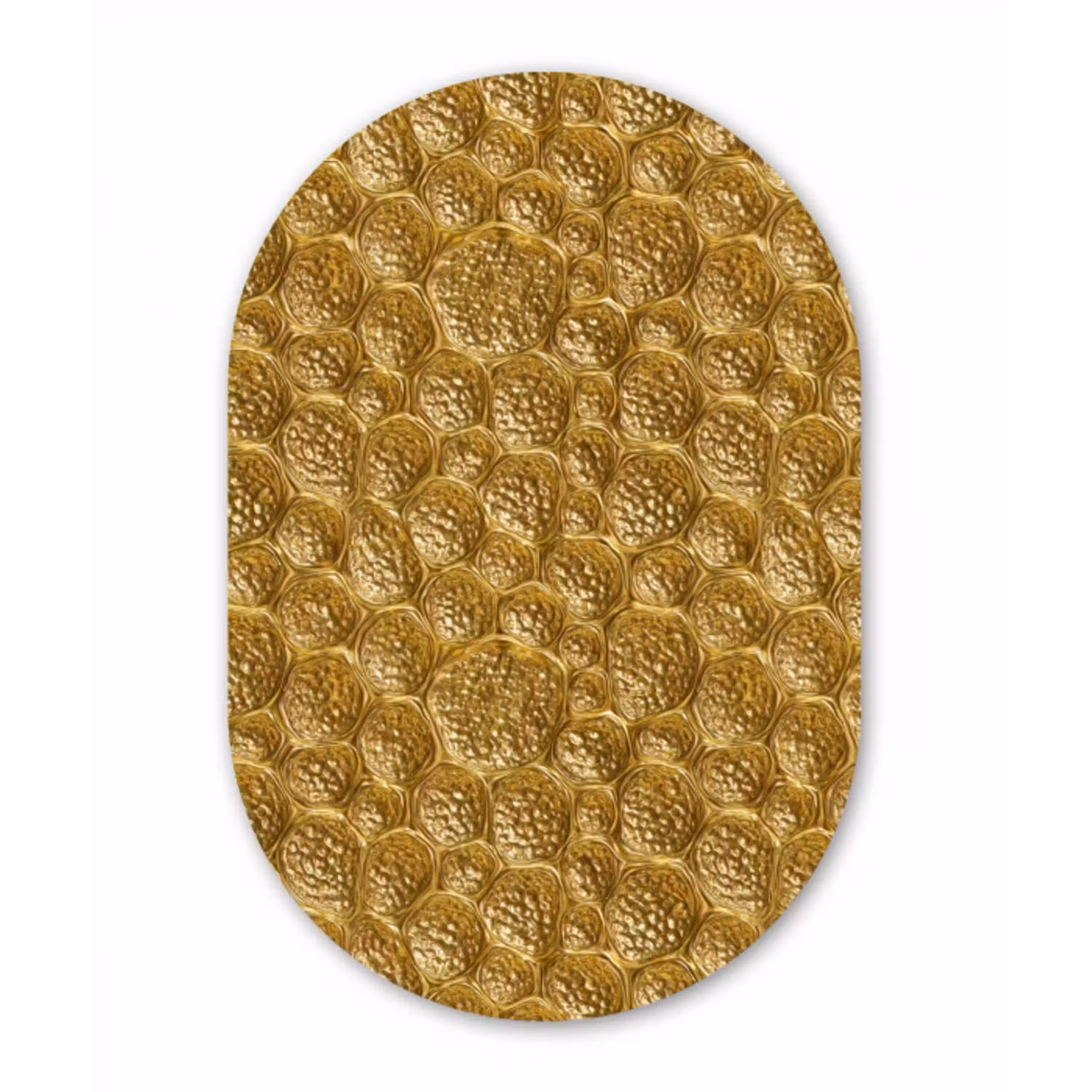 Gehamerd - Mozaïek - Antiek - Goud Wandcirkel Ovaal Aluminium middel 839 -3d