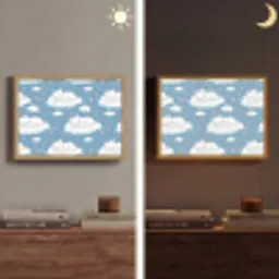 Kitten - Wolken - Blauw Light Box met batterij (Wandlamp) middel 907 -sfeer3