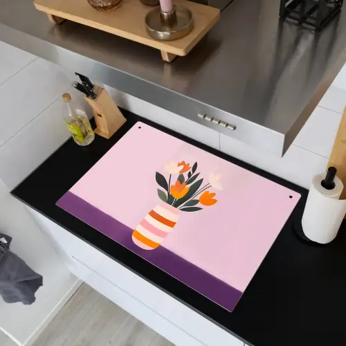 Tulpen - Vaas - Strepen - Paars Inductie beschemer met haakjes klein -sfeer1