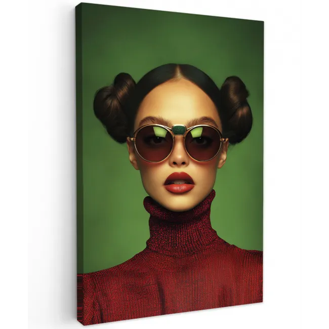 Vrouw - Groen - Bril - Aesthetic - Modern canvas 2cm klein -z3d