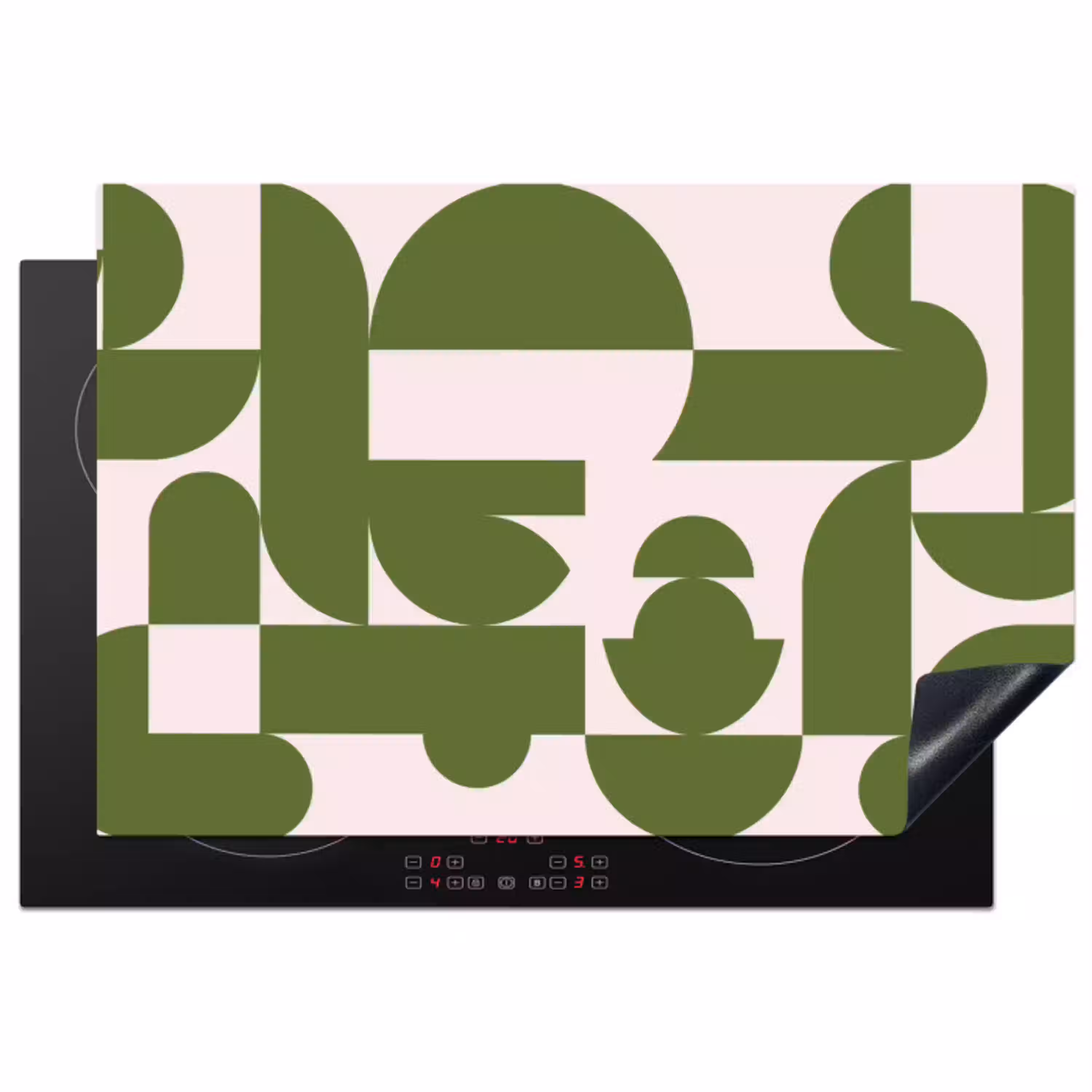 Abstract - Geometrie - Modern - Groen - Wit Inductie beschermer vinyl 3mm klein -3d
