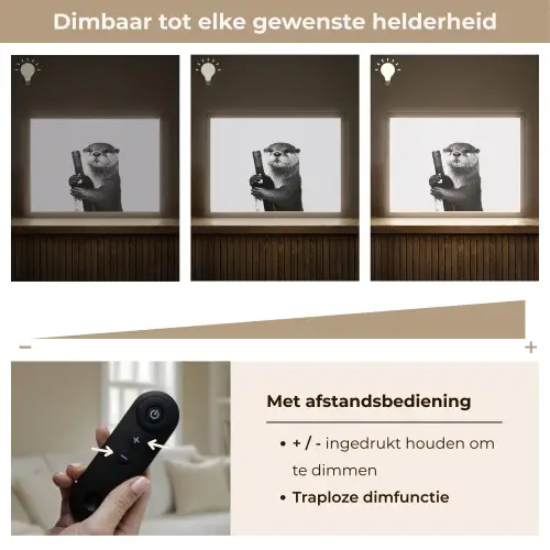 Wijnfles - Otter - Zwart Light Box met batterij (Wandlamp) middel -USP_dimbaarNL