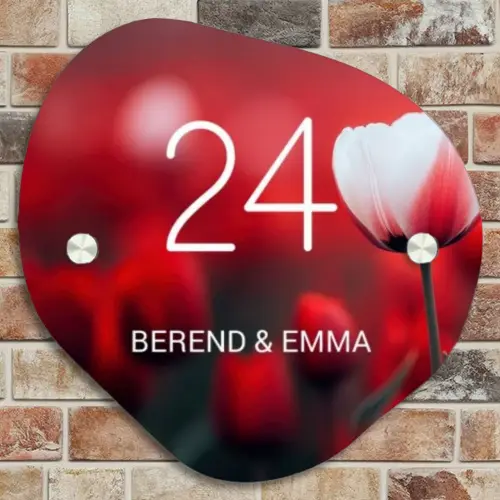 Rode tulpen - Klassiek Naambord Organisch middel -sfeer10