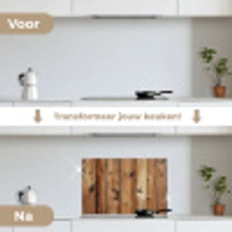 Hout - Planken - Bruin keuken achterwand spatscherm klein -voor_na_NL