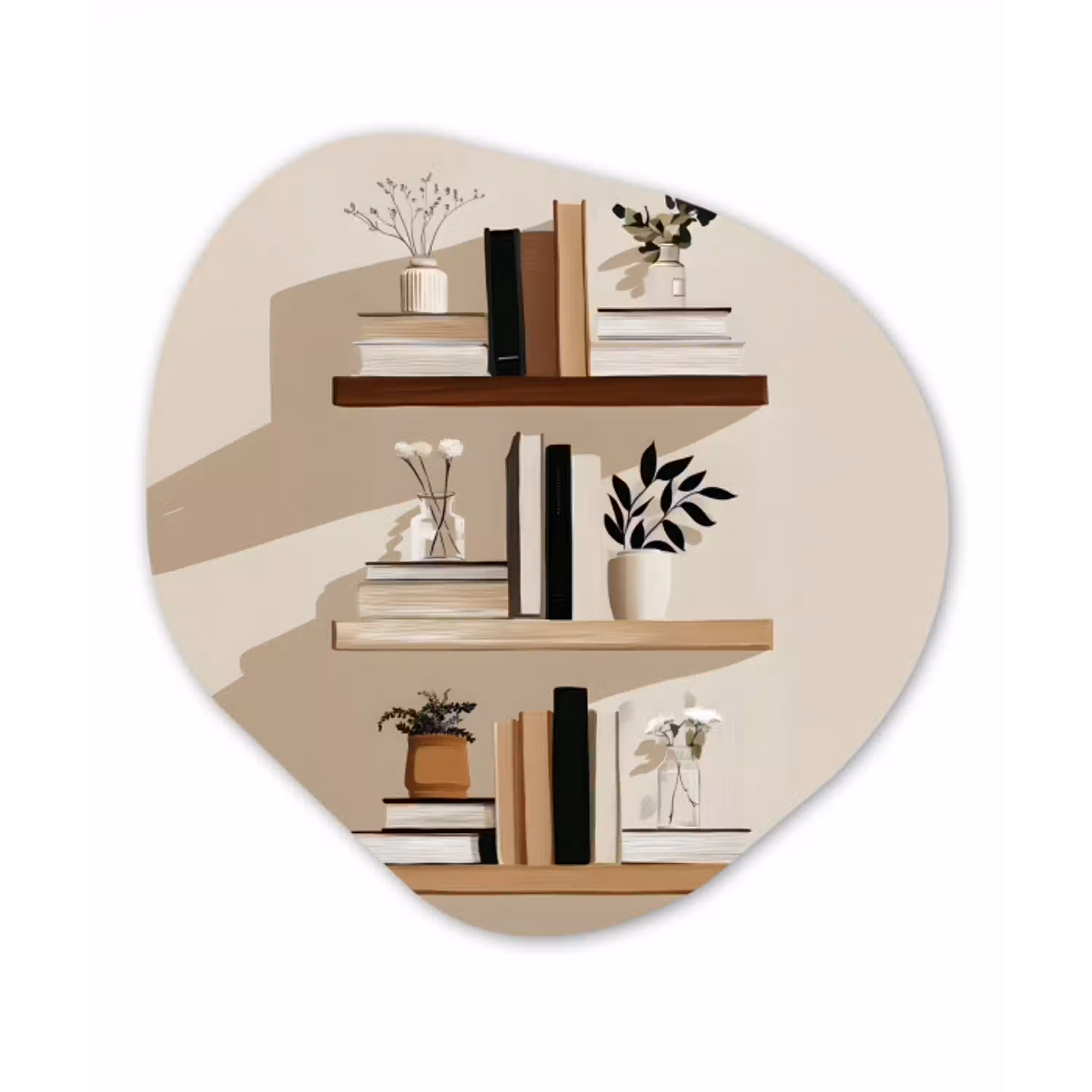 Plankjes - Boeken - Vaasjes - Planten Wandcirkel Organisch Forex 3mm klein -3d