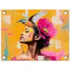 Vogel - Vrouw - Abstract - Bloem tuinposter los doek klein -3d