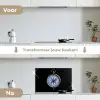Kompas - Delfts blauw - Zwart keuken achterwand spatscherm klein -voor_na_NL