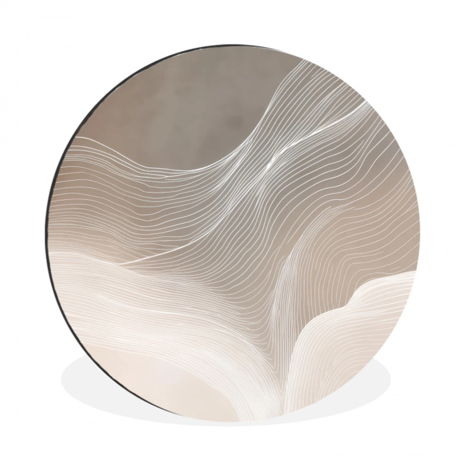 Golvende lijnen - Luchtstromen - Harmonieus Wandcirkel aluminium klein -3d