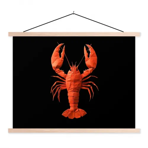 Kreeft - Papier - Origami papier - Rood textielposter latten blank klein -3d