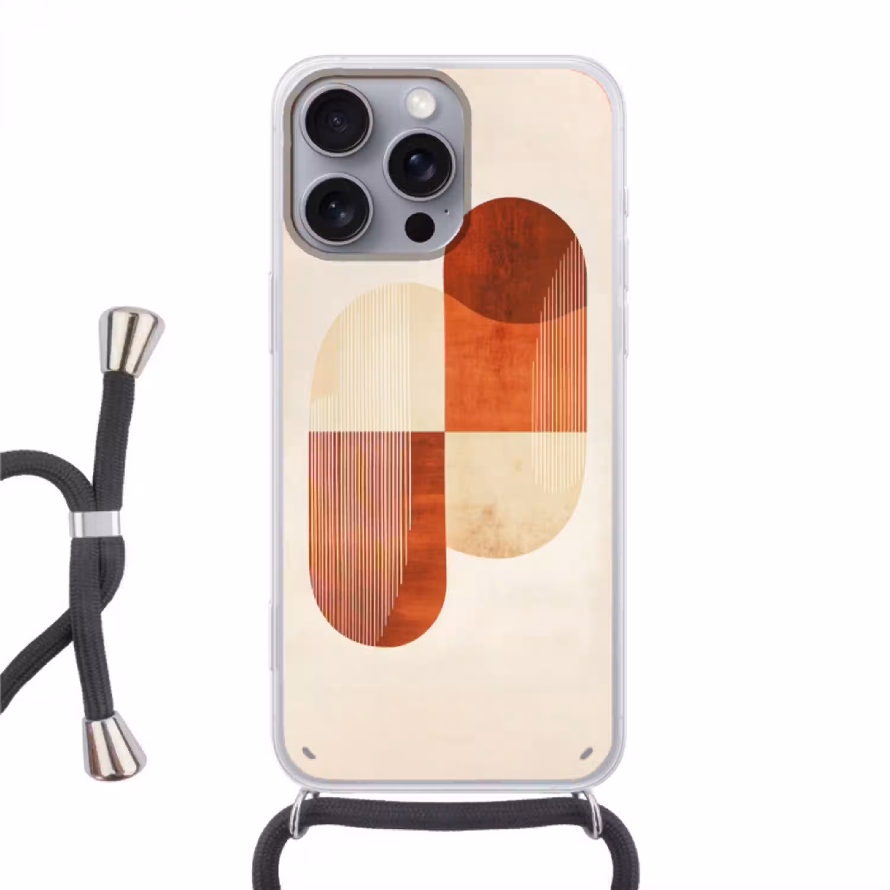 Bogen - Beige - Vormen Hoesje iPhone 16 Pro Max met koord klein -3d