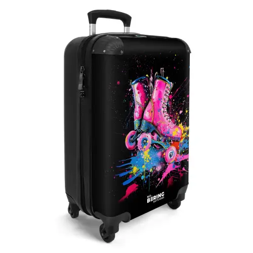 Roze rolschaatsen met verf NBS - Handbagage koffer - Kinderen Unisex middel -productfoto_3d