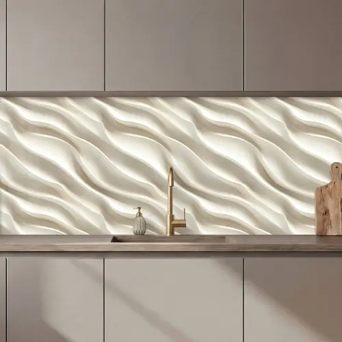 Diagonaal - Golven - Crème keuken achterwand 2 middel 871 zz_3dshopping