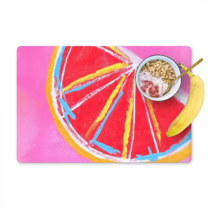 Grapefruit - Geschilderd - Roze - Strepen Placemat vinyl groot -zzzproduct_Kitchenyeah-website