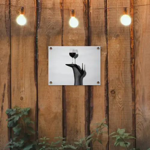Hak - Wijn - Minimalistisch - Zwart tuinposter los doek klein -sfeer1