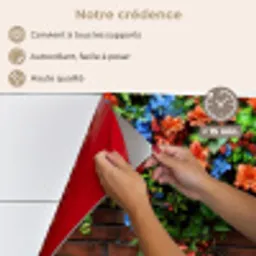 Bloemen - Muur - Groen - Oranje keuken achterwand spatscherm klein -spatscherm_FR