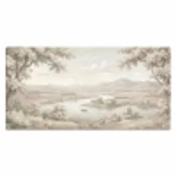 Rivierlandschap - Bergen - Natuur - Vintage - Beige Muismat XXL klein -3d_leeg