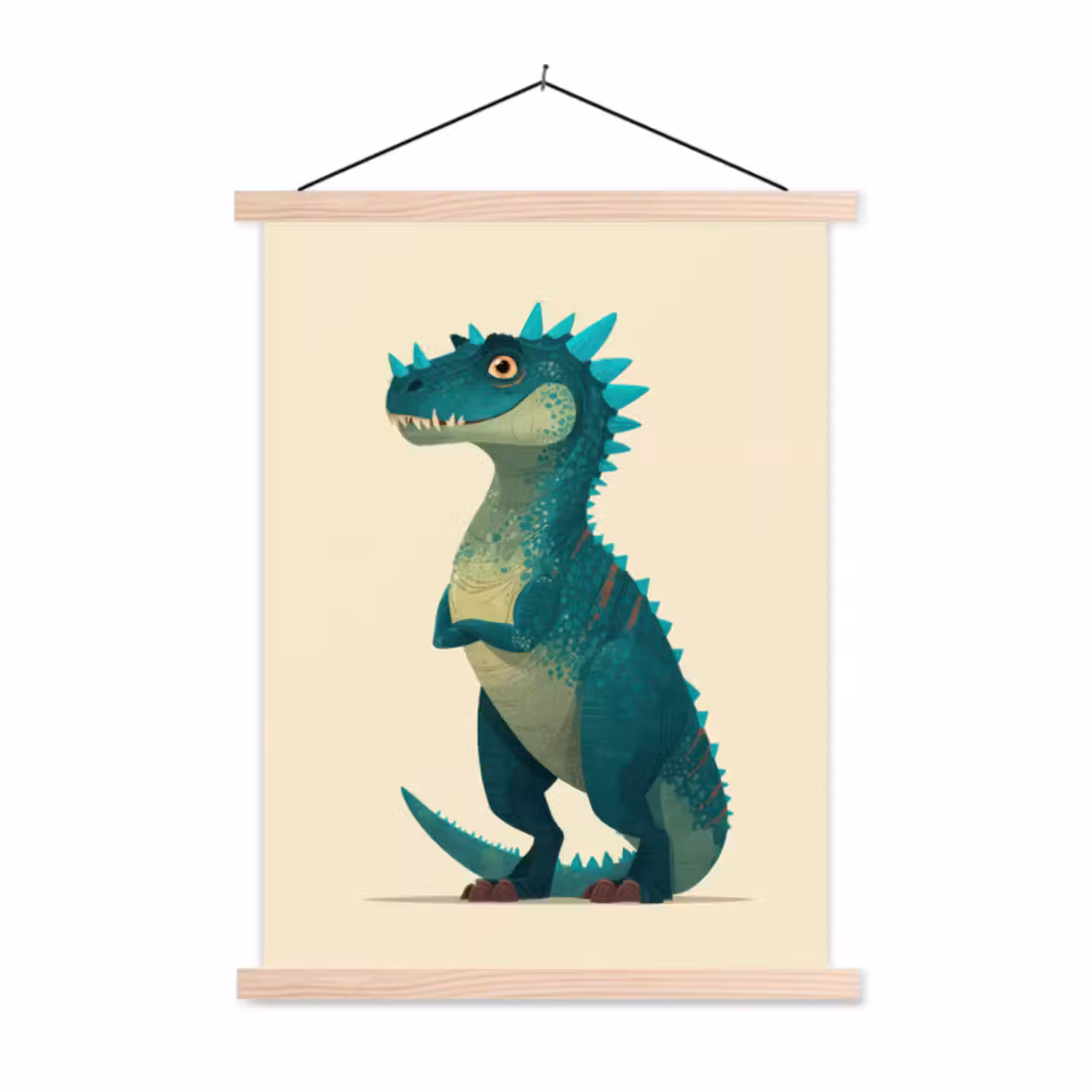Stoffbild - Dinosaurier - Türkis - Stacheln