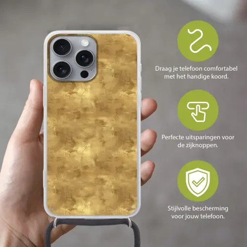 Industrieel - Textuur - Goud Hoesje iPhone 16 Pro Max met koord klein 804 -sfeer2_NL