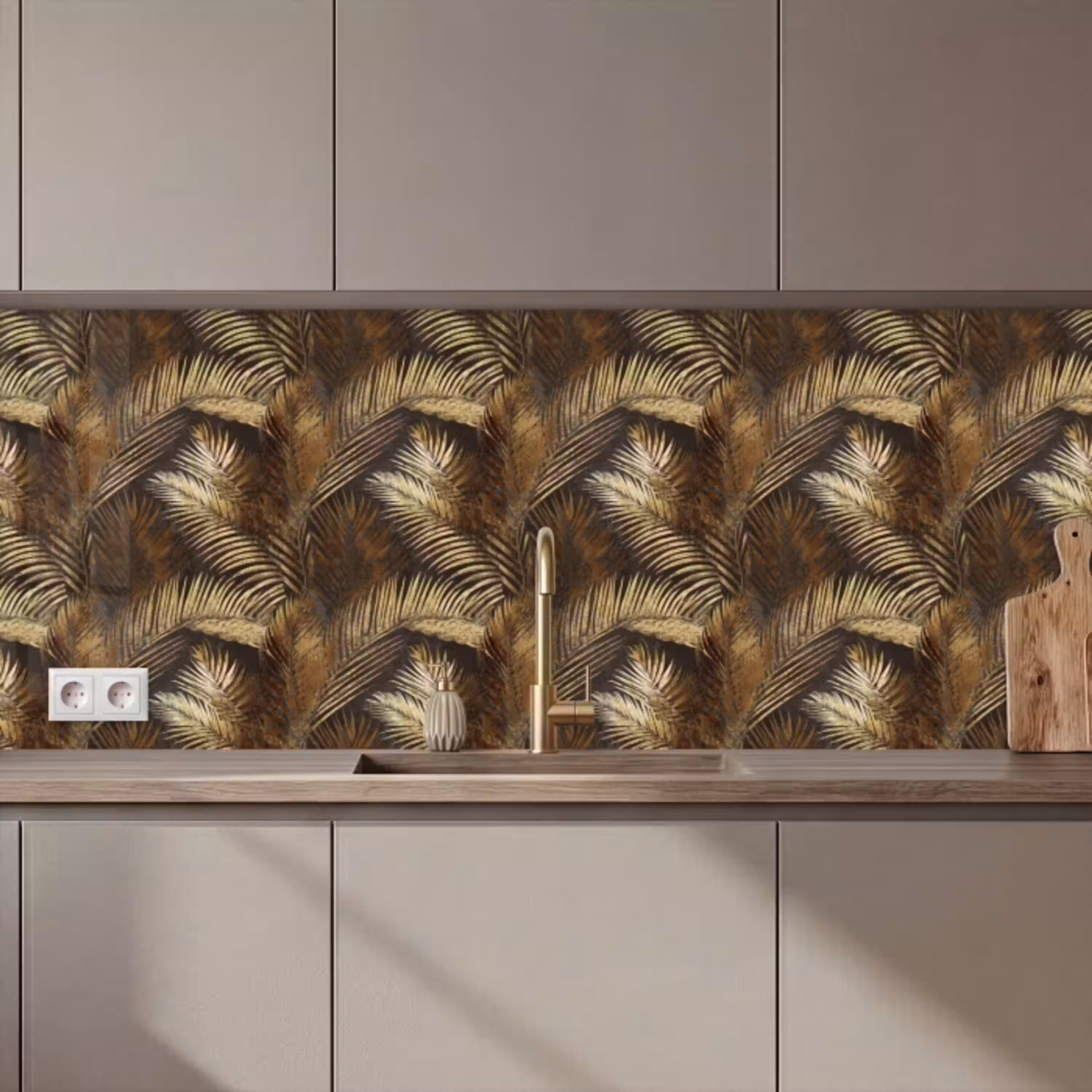 Tropisch - Bladeren - Goud keuken achterwand 2 middel 871 zz_3dshopping
