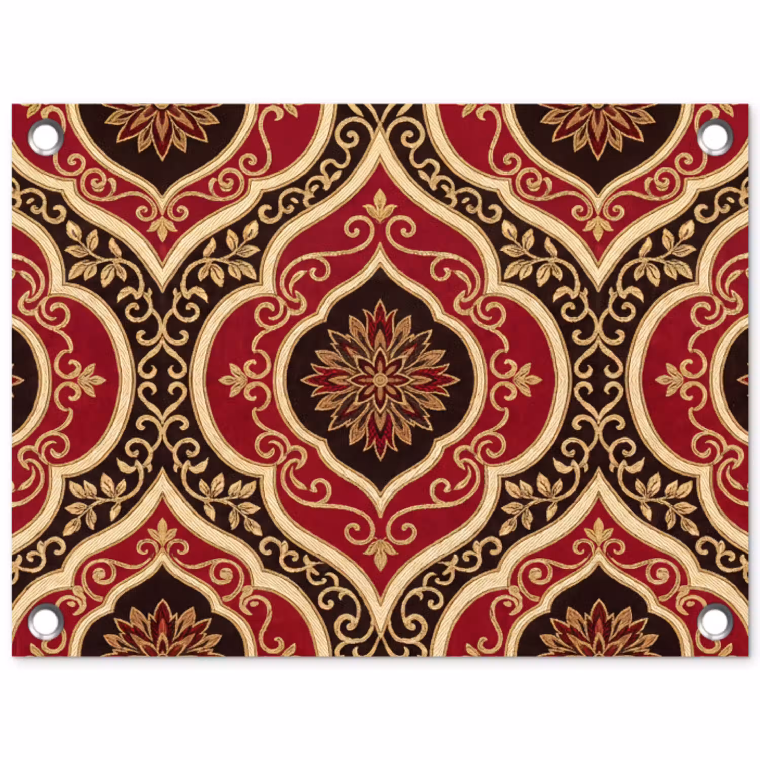 Patroon - Ornament - Barok - Rood - Goud tuinposter los doek klein -3d