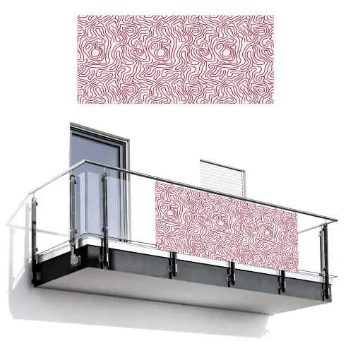 Kronkelende lijn - Magenta - Crème Balkonbeschermer Duitsland klein 596 -3d