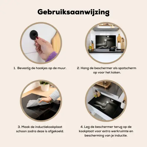 Champagnefles - Glas - Minimalistisch - Spetters Inductie beschemer met haakjes klein -ky-gebruik-nl