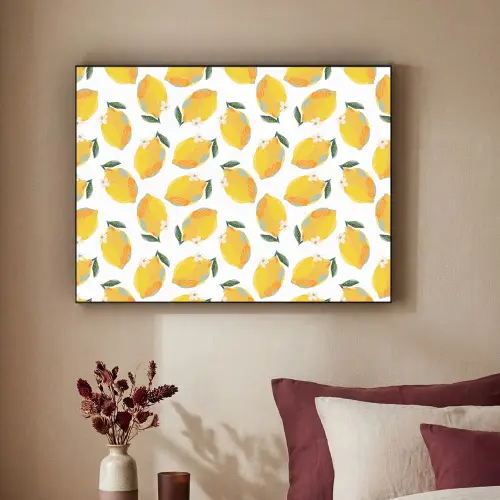 Citroenen - Wit - Bloemen - Patroon Textielframe - compleet frame klein 947 -sfeer1