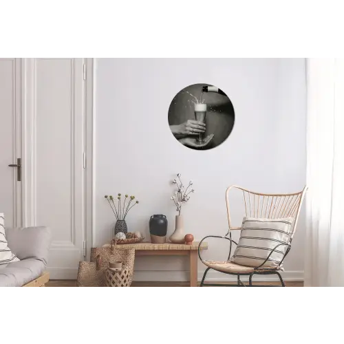 Champagnefles - Glas - Minimalistisch - Spetters Wandcirkel aluminium klein -woonkamer