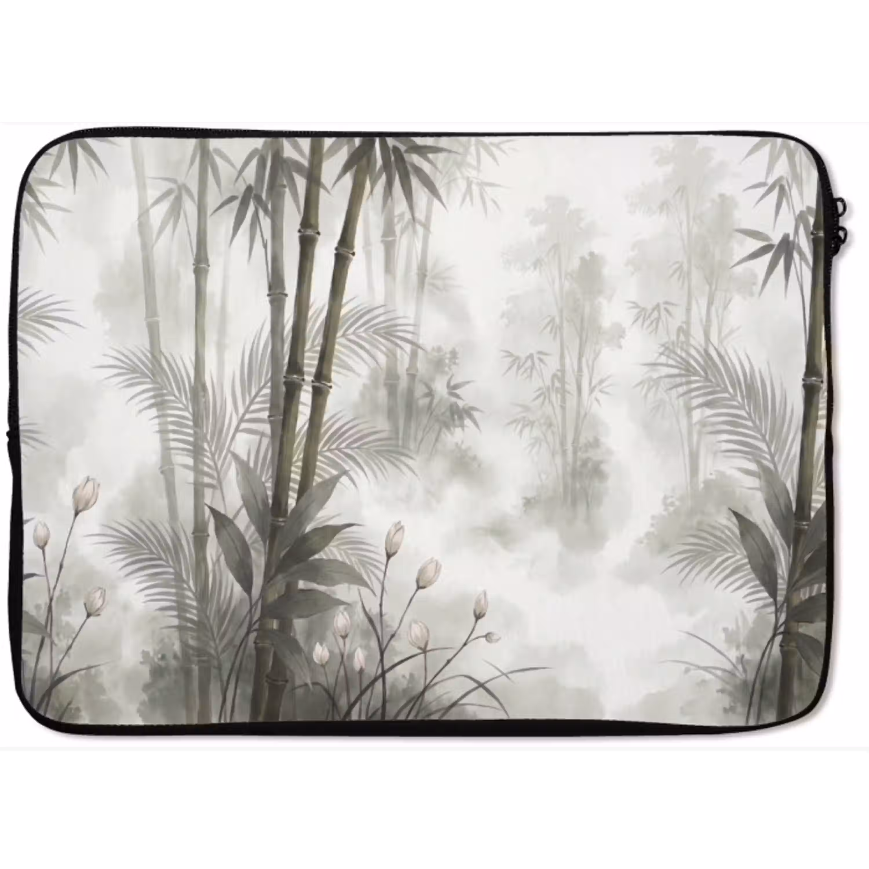 Bloemen - Knop - Tuin - Illustratie - Wit laptophoes neopreen klein -zkaufland3dotto