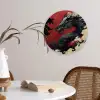 Zwarte draak - Rookwolken - Rood Wandcirkel kunststof plaat 5mm dik klein -sfeer4