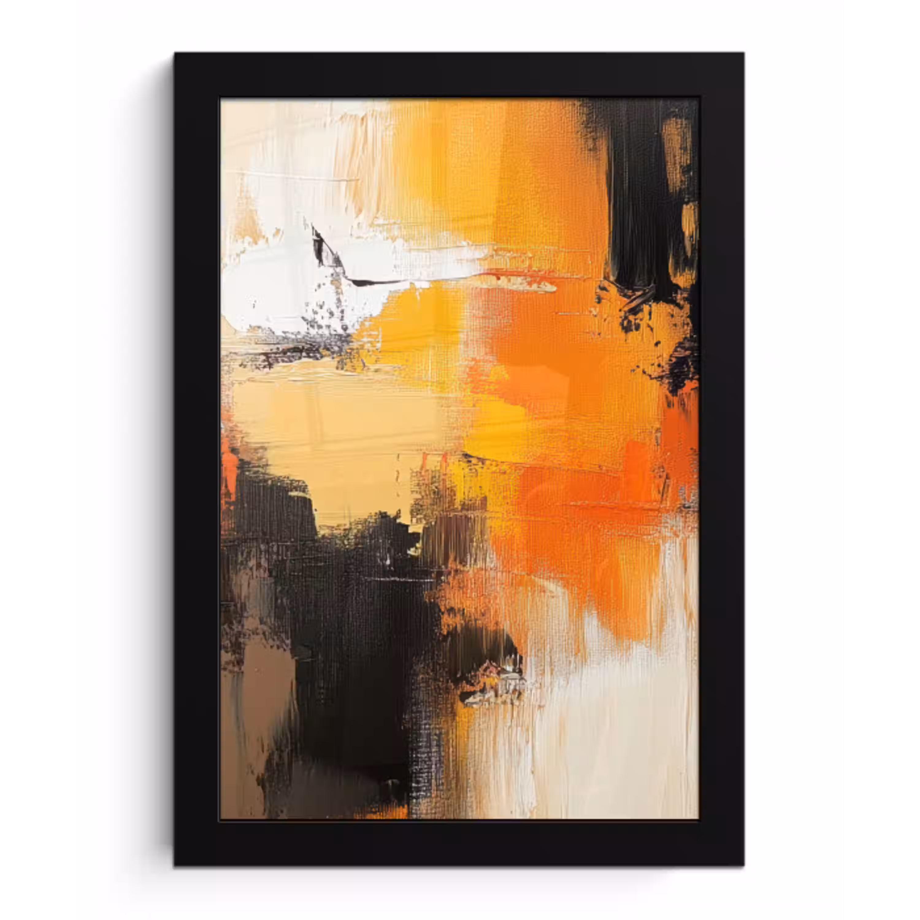 Abstract - Modern - Verflook - Herfst kleuren - Oranje fotolijst zwart zonder passe partout klein -3d