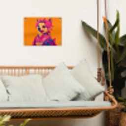 Kimono - Hondje - Bloemenkroon - Oranje tuinposter los doek klein -sfeer7