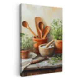 Potten - Kruiden - Hout KitchenYeah - Keuken - Canvas klein -3d